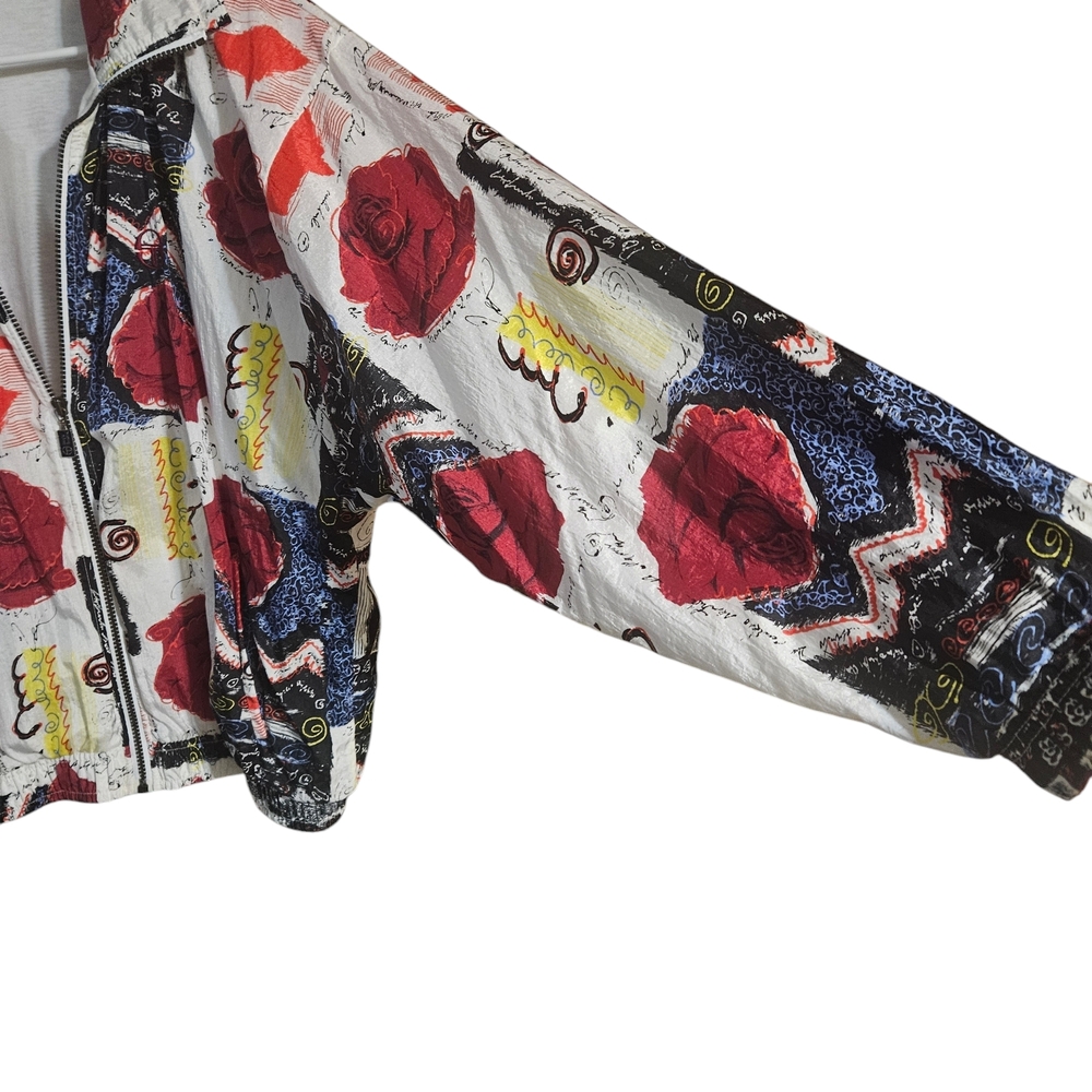 Sergio Tacchini Red and White Bomber Jacket with Artistic Flair - Picture 8 of 10